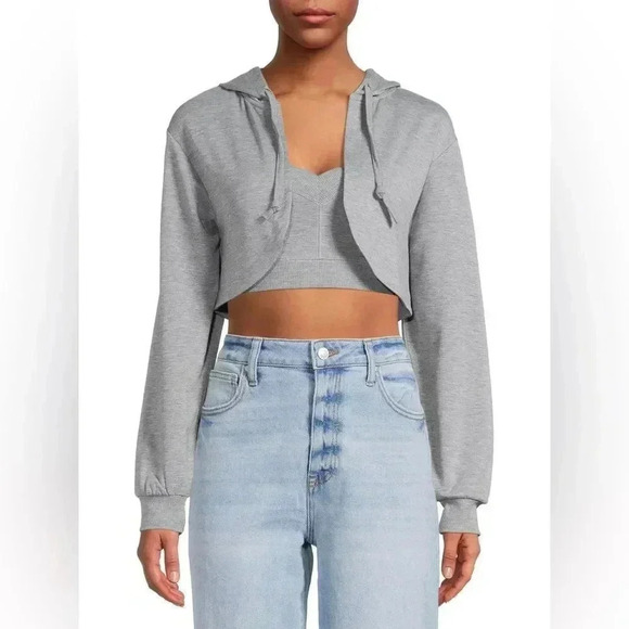 Almost Famous Tops - Almost Famous Women's Junior' Bralette & Bolero Hoodie, 2-Piece Set